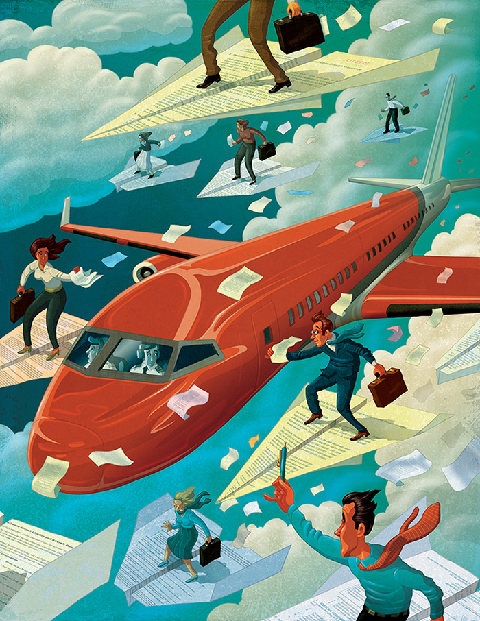 Full-page illustration for National Underwriter